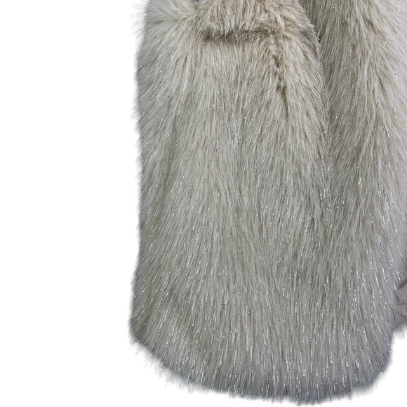 Dylan Women's Vest Sleeveless Coat Gold Silver Luxury Faux Fur Open Front S - Picture 6 of 8